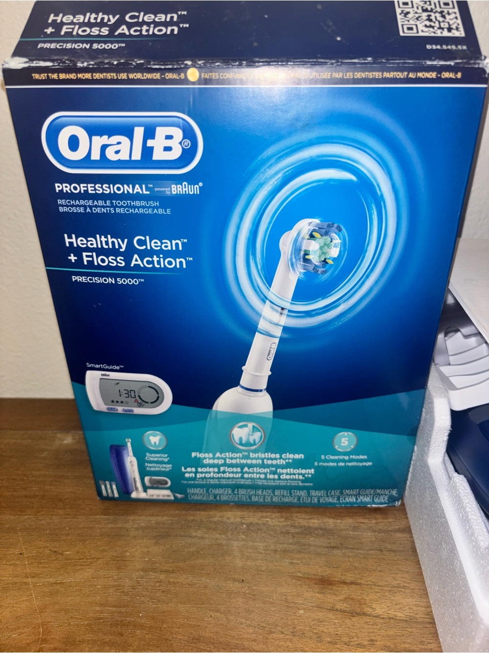 Oral B Professional Healthy Clean + Floss Precision 5000 Toothbrush + 4 Heads